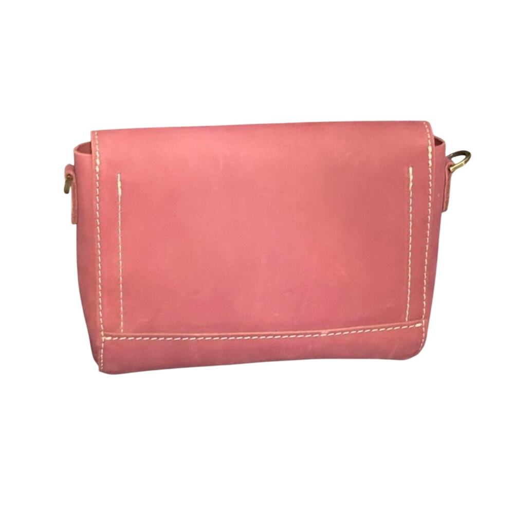 Portland Leather Foxglove Rose Pink Flap Crossbody Bag - Picture 3 of 4